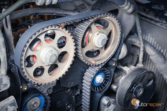 Timing belt and gears in a car engine